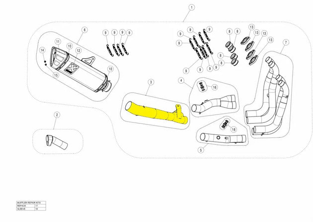 LINK PIPE SS HAYABUSA ΓΙΑ SUZUKI GSX 1300 R ABS '21–'24 | AKRAPOVIC-L-S13R5