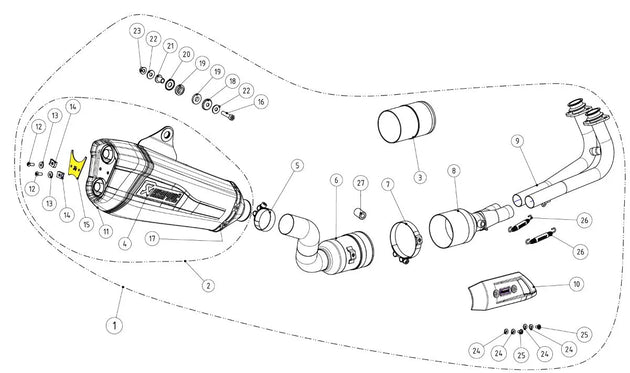 BRACKET ΓΙΑ YAMAHA XP 530 T-Max ABS / XP 560 T-Max ABS '17–'22 | AKRAPOVIC-P-X189