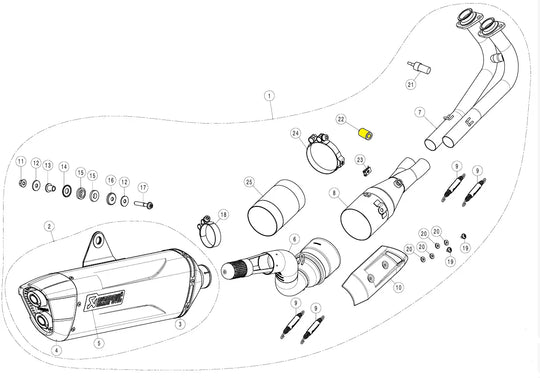 SPACER BUSHE AL ΓΙΑ YAMAHA XP 560 T-Max ABS '20–'26 | AKRAPOVIC-P-DR158