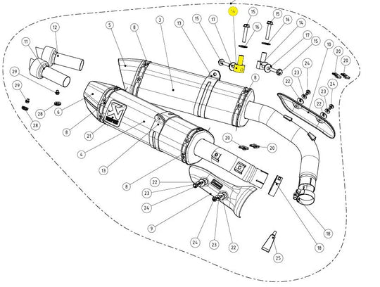 DISTANCE RING AL ΓΙΑ YAMAHA YZF-R1 1000 / YZF-R1 1000 GP '09–'14 | AKRAPOVIC-P-DR71